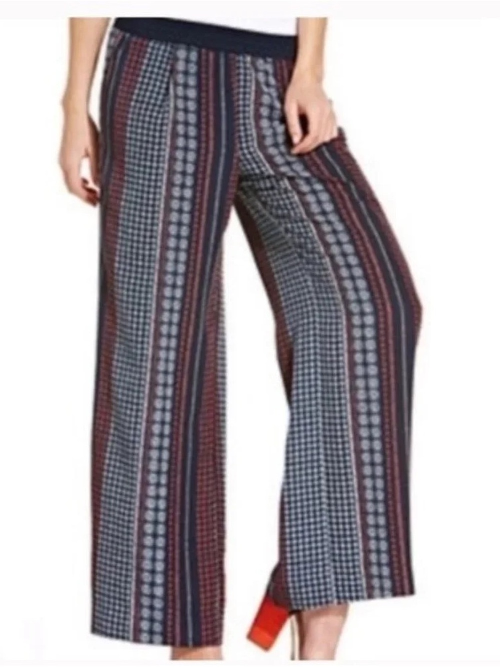 Anthro x Sanctuary Wide Leg Navy Printed Palazzo Pants Size S
